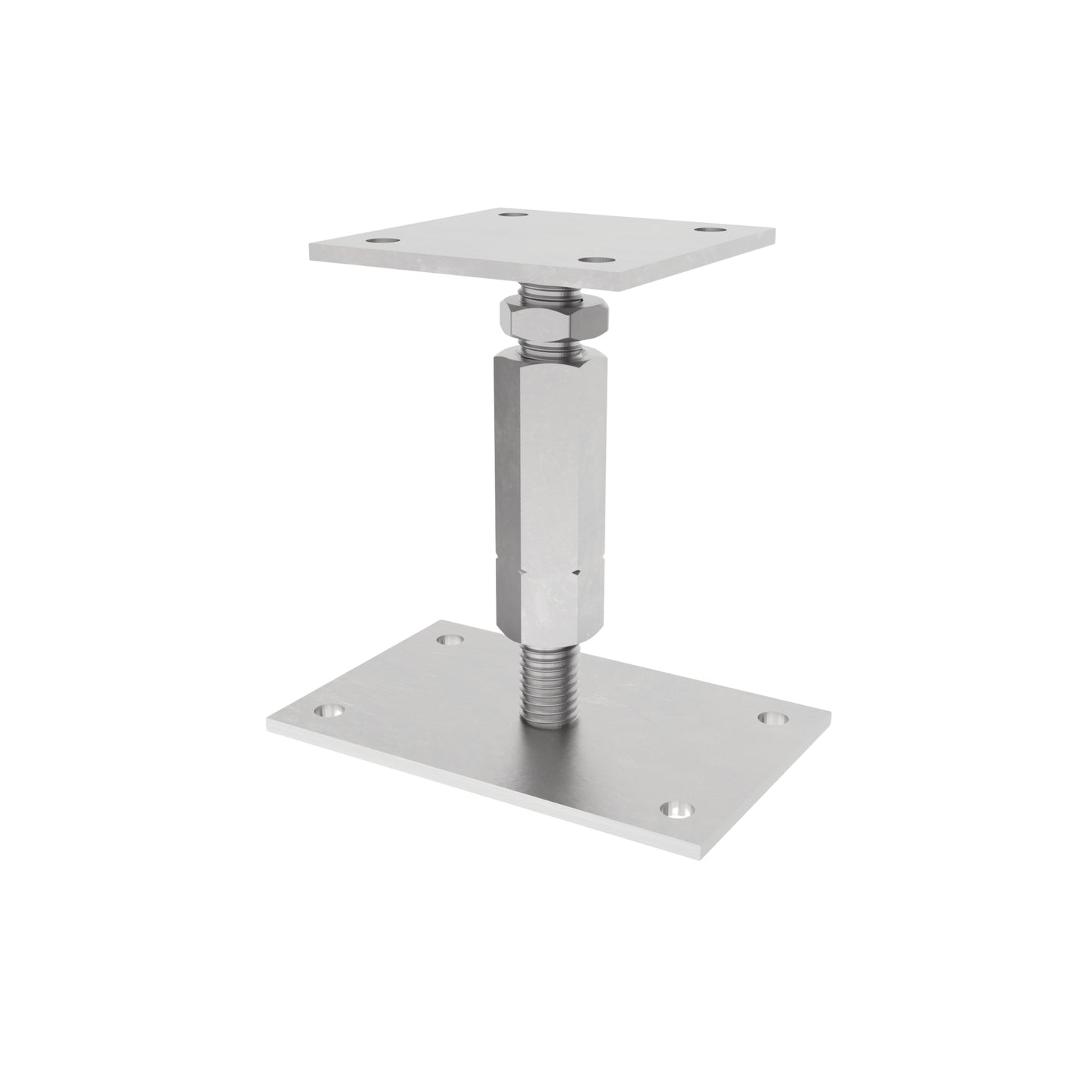 Adjustable post support with lock and long nut