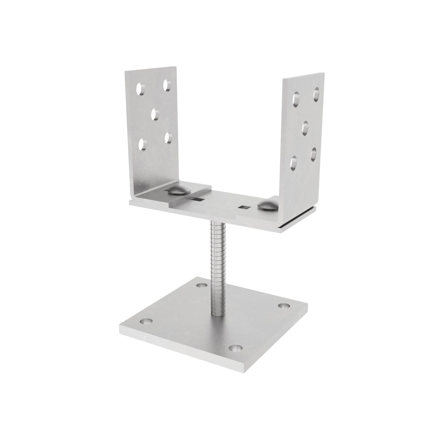 Soporte de Poste en U de Ancho Ajustable con Placa 100x100mm Galvanizado Electrolítico