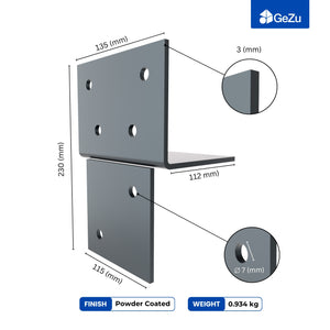 Pergola extension bracket T-piece, open style post connector - detail view 5