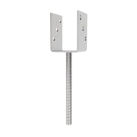 U post support with rod for embedding in concrete