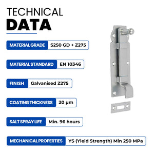 Cranked flat bolt door latch - detail view 4