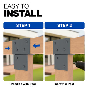 Pergola extension bracket T-piece, open style post connector - detail view 17