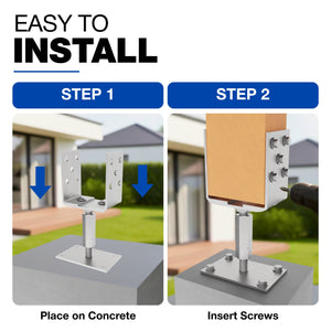 Bolt Down U Post Support Holder, Width & Height Adjustable - detail view 2