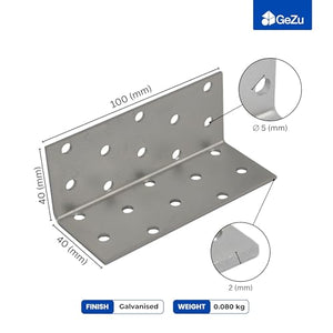 Angle bracket perforated corner, pack of 50 - size chart 2