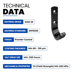 Coat hook, J hook - size chart 1