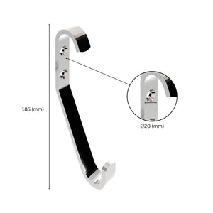 Wall mounted hook with labeled dimensions.