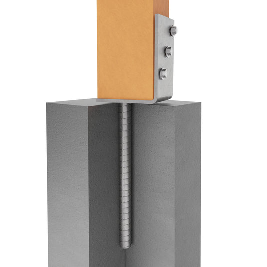 L-shaped pole support to be cemented with bar