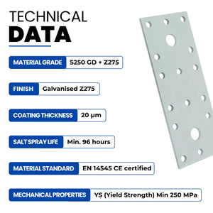 Flat connector plate - size chart 14