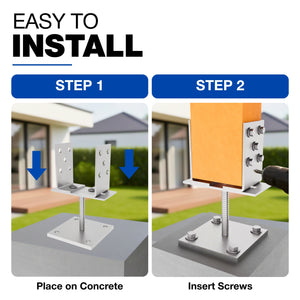 Bolt down U post support holder, width adjustable - detail view