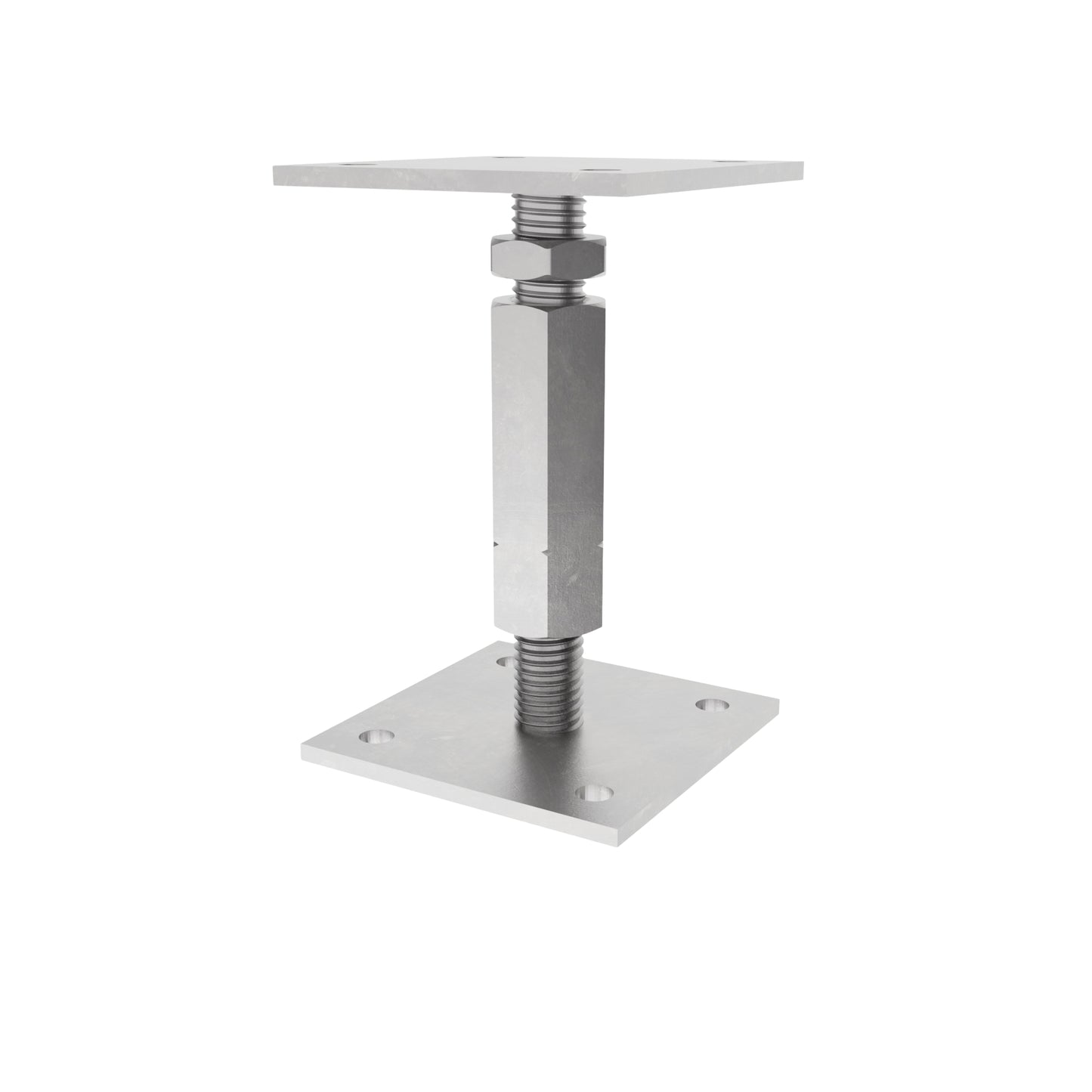 Adjustable post support with lock and long nut
