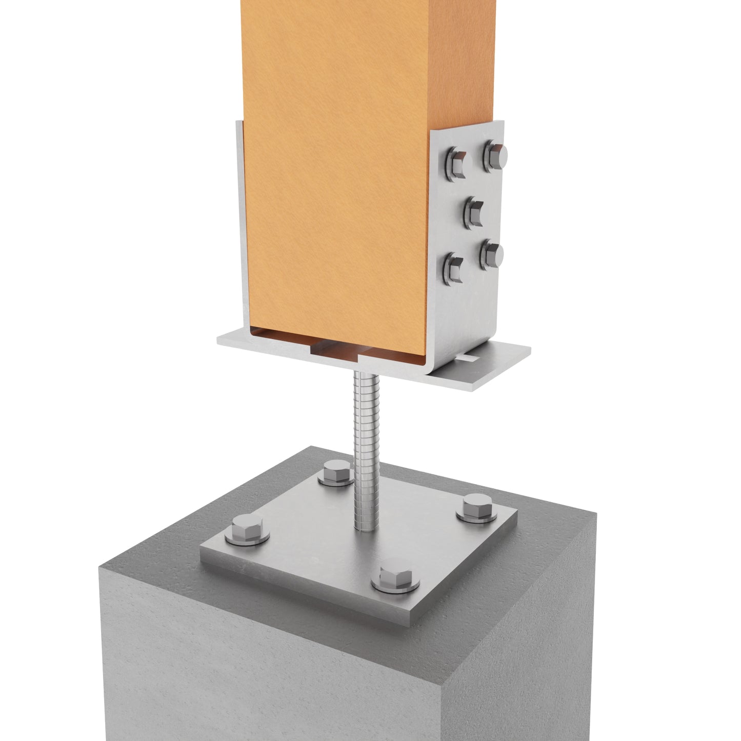 Soporte de Poste en U de Ancho Ajustable con Placa 100x100mm Galvanizado Electrolítico