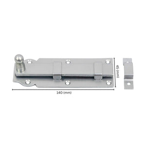 flat barrel bolt with labeled dimensions.