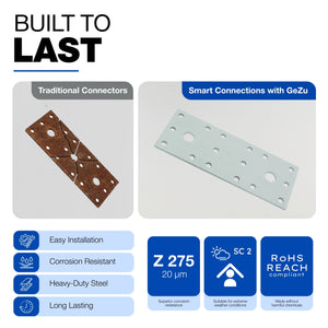 Flat connector plate - size chart 16