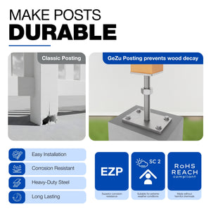 Height Adjustable Bolt Down Post Support, Post Base - detail view 35
