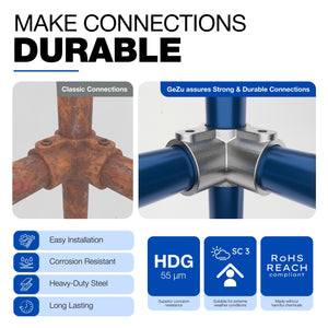 3 way mid rail corner tube clamp - detail view 10