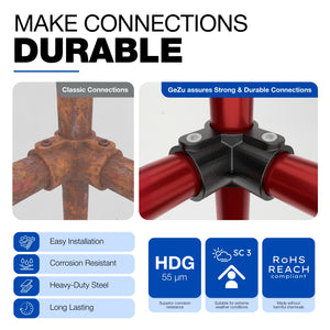 3 way mid rail corner tube clamp - detail view 16