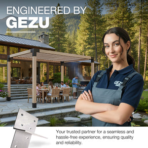 Pergola extension bracket T-piece, open style post connector - detail view 16
