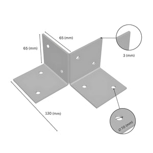 pergola floor bracket with labeled dimensions.