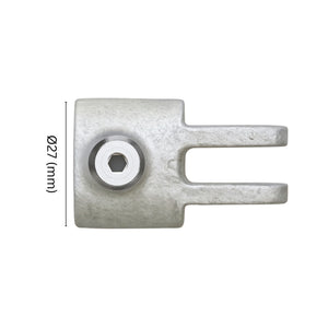 Female Swivel Tube Clamp 27 mm with labeled dimension.