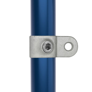Single male swivel tube clamp attached to tubular pipe.