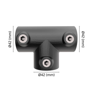 Long tee key clamp fitting 42 mm with labeled dimension.