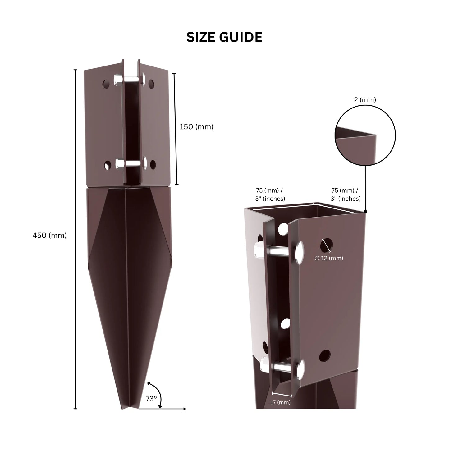 Swift Abrazadera Espuela de Reparación 75x75mm Revestimiento en Polvo