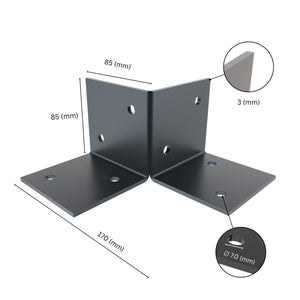 pergola floor bracket with labeled dimensions.