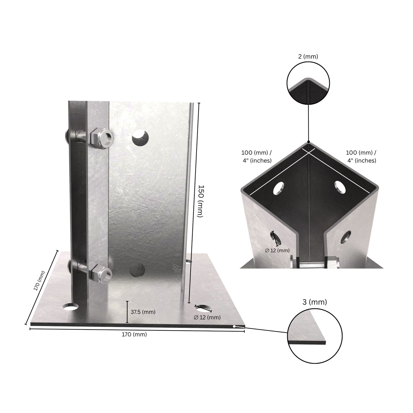 Ajustable Soporte de Poste Atornillable
