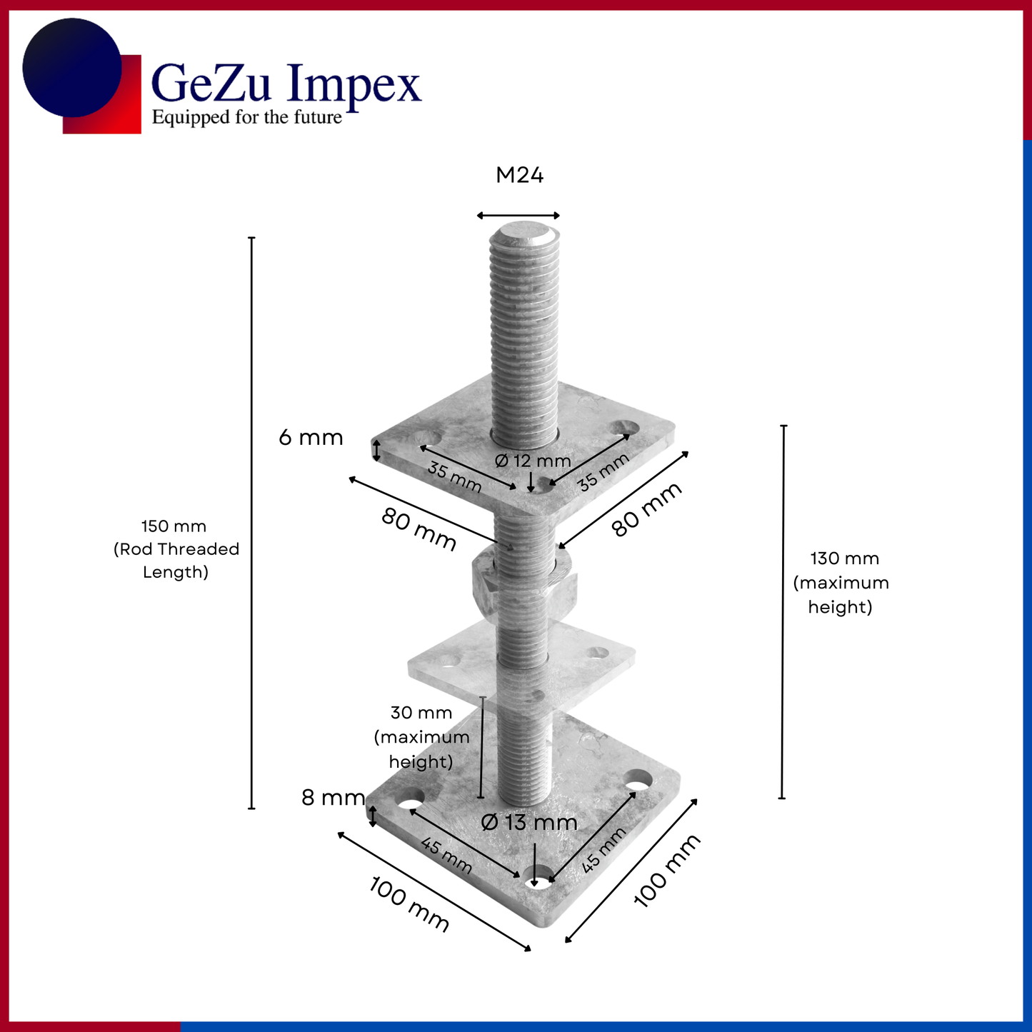 M24,Height upto 150 mm / Hot Dip Galvanised