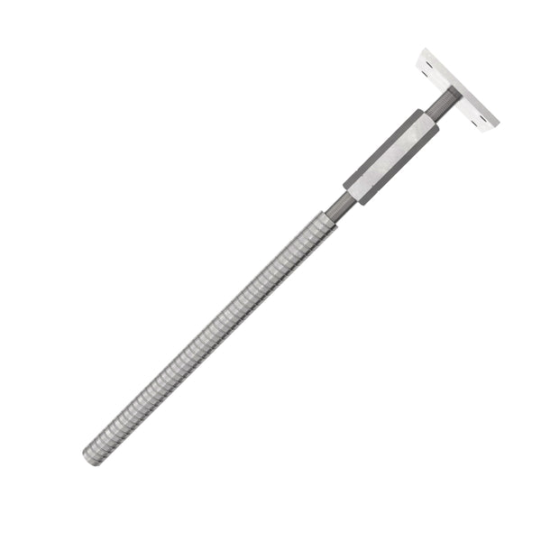 Adjustable T post support for concrete with lock and long nut