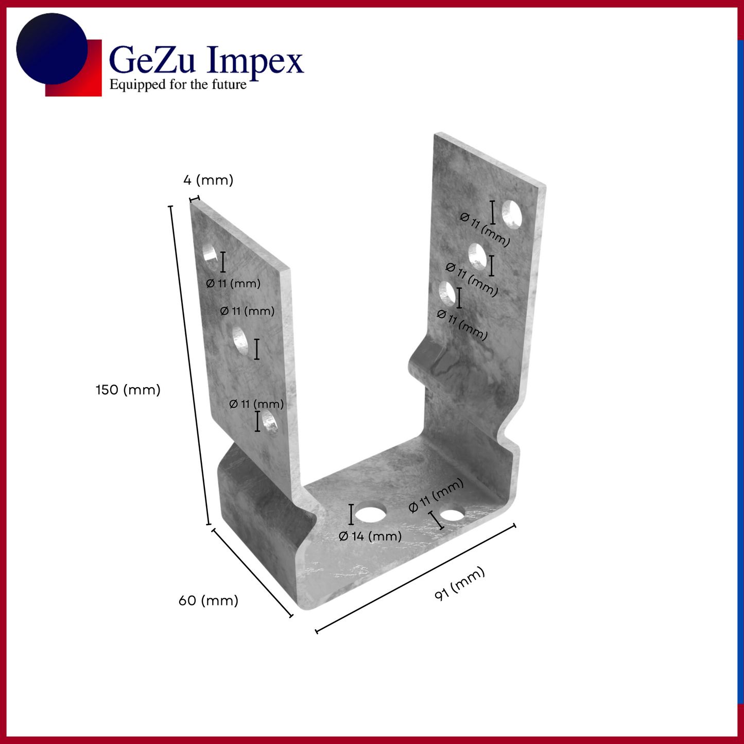 91 x 150 x 60 x 4 mm / Hot Dip Galvanised