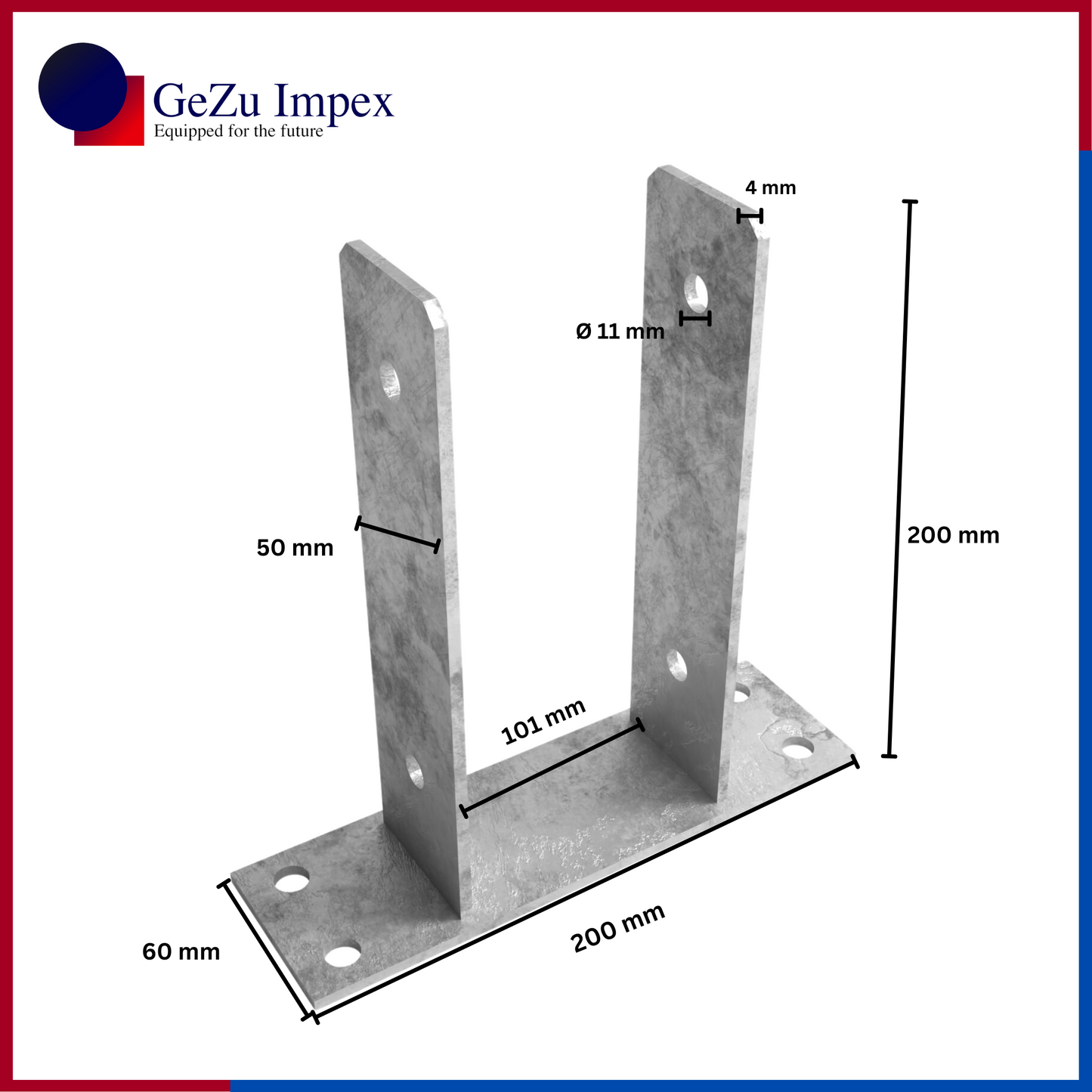 101 x 200 x 50 x 60 x 4 mm / Hot Dip Galvanised