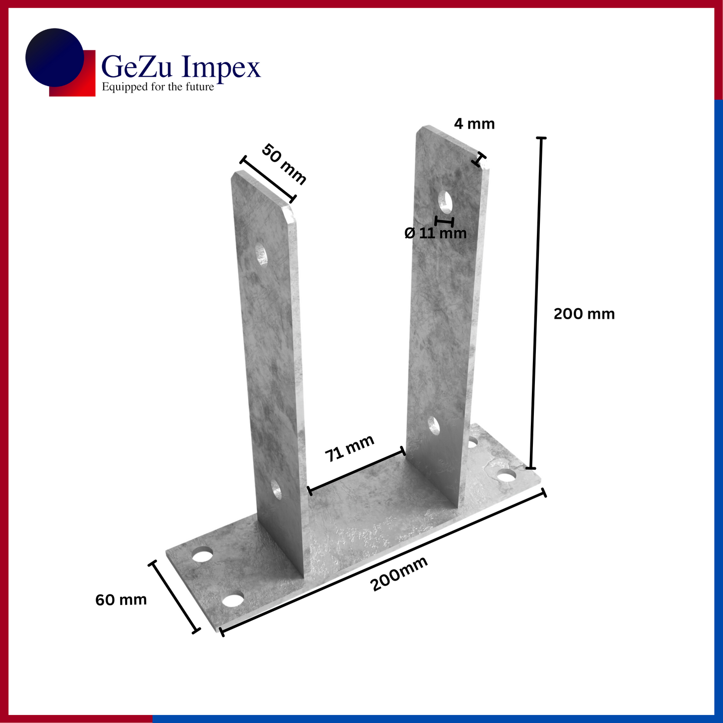 71 x 200 x 50 x 60 x 4 mm / Hot Dip Galvanised