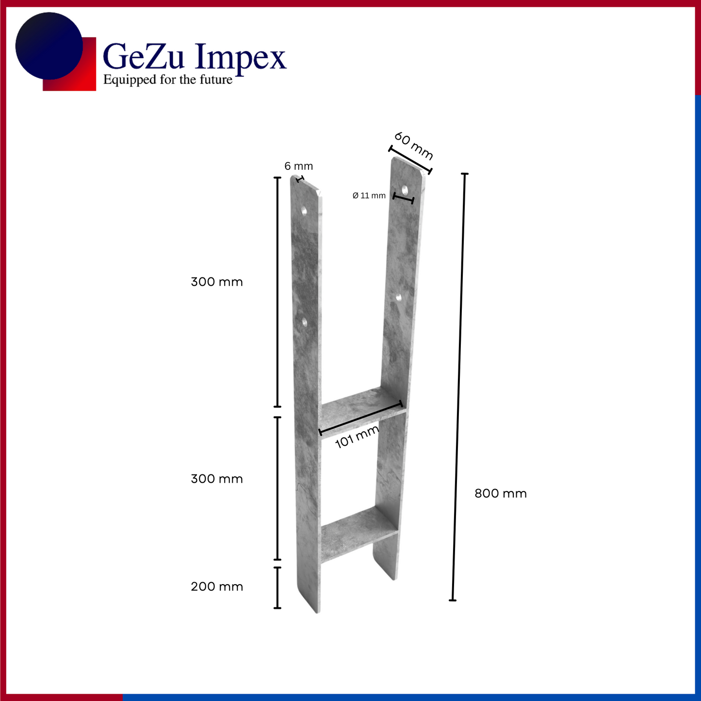 101 x 800 x 60 x 6 mm / Hot Dip Galvanised
