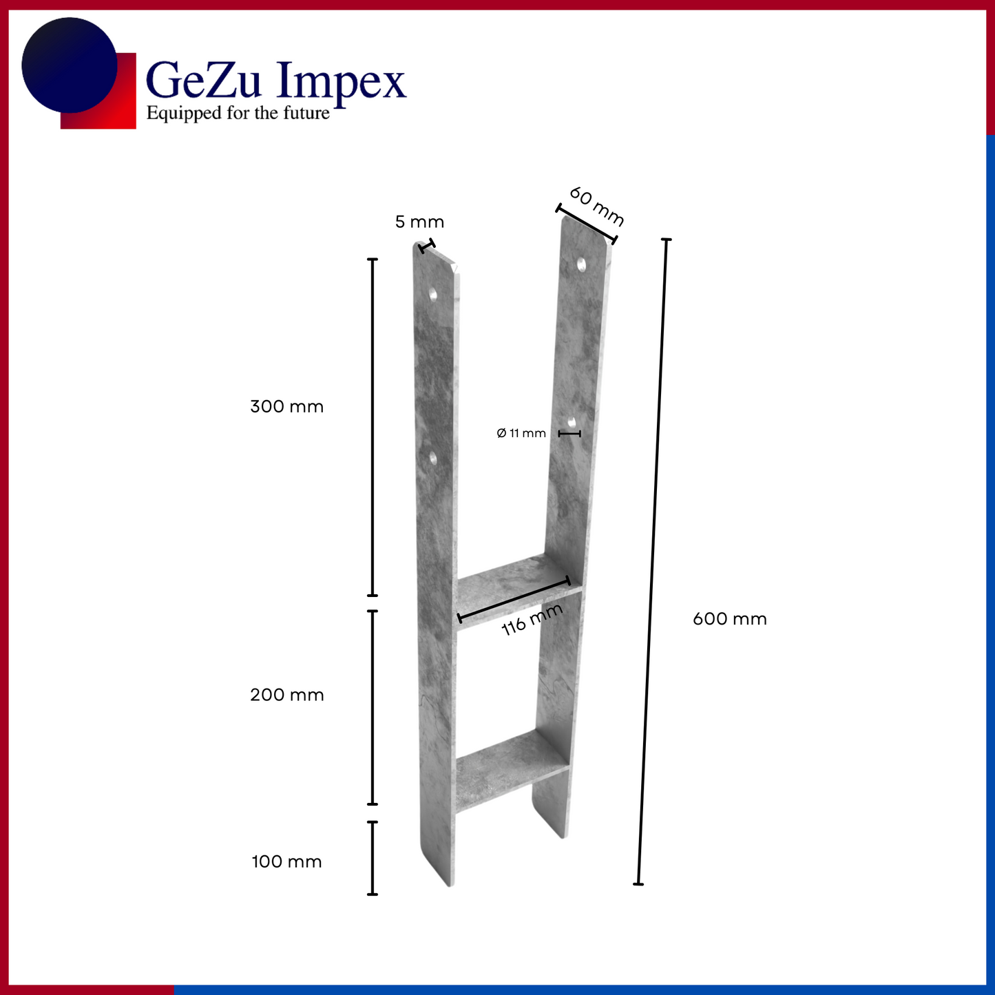 116 x 600 x 60 x 5 mm / Hot Dip Galvanised