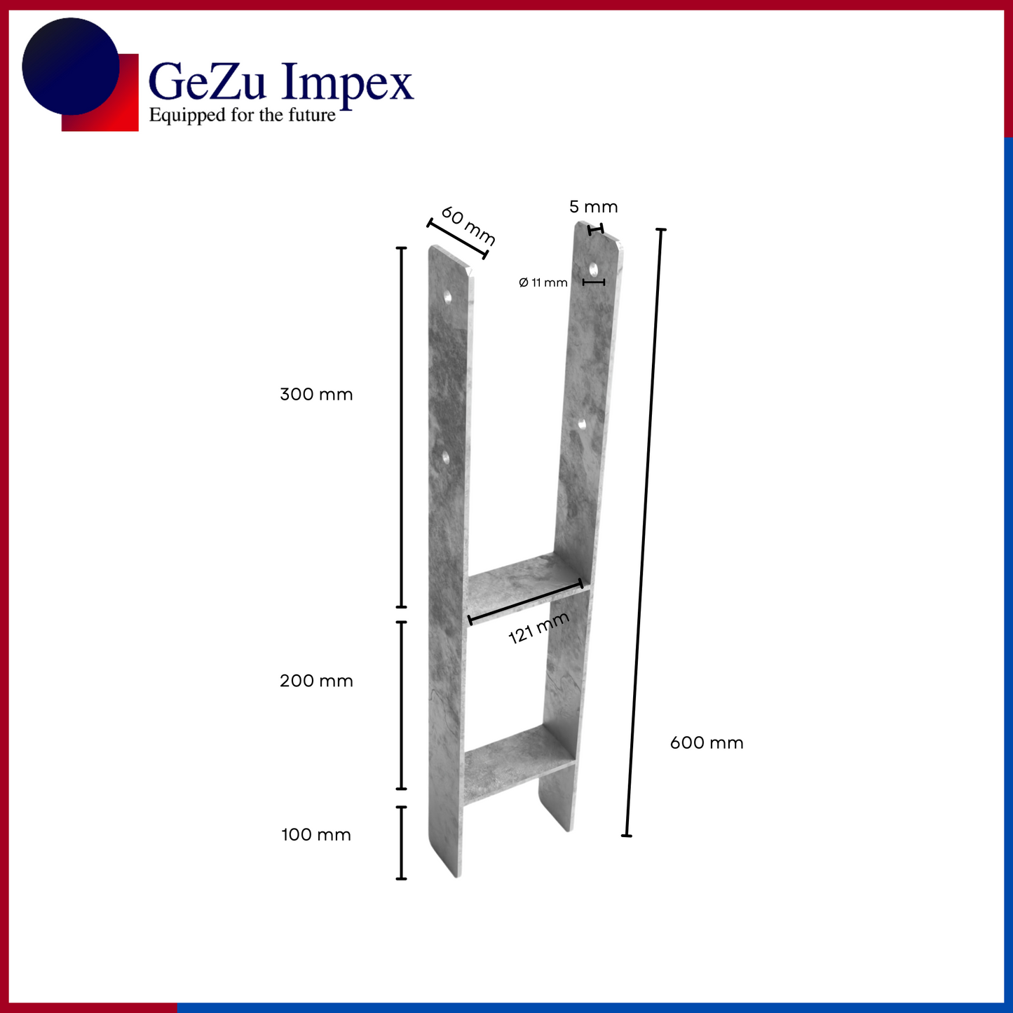 121 x 600 x 60 x 5 mm / Hot Dip Galvanised