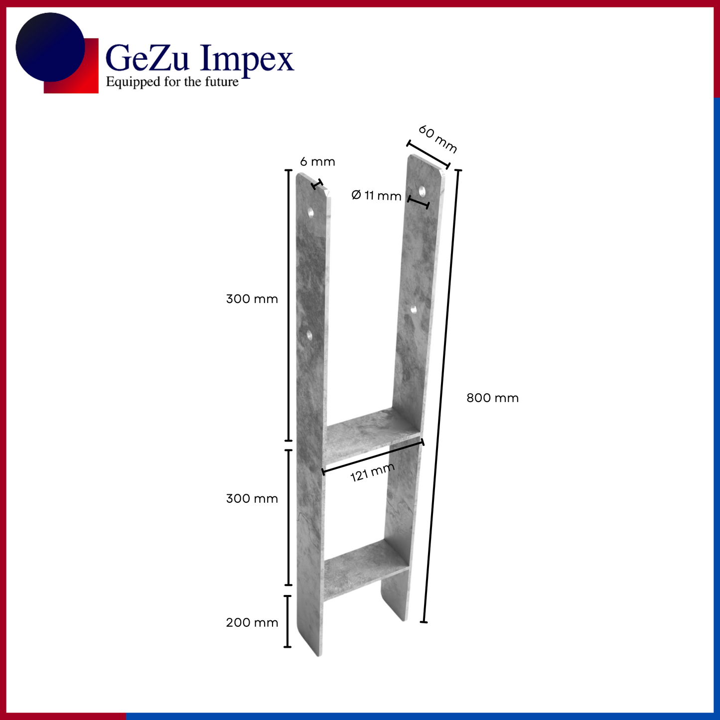 121 x 800 x 60 x 6 mm / Hot Dip Galvanised