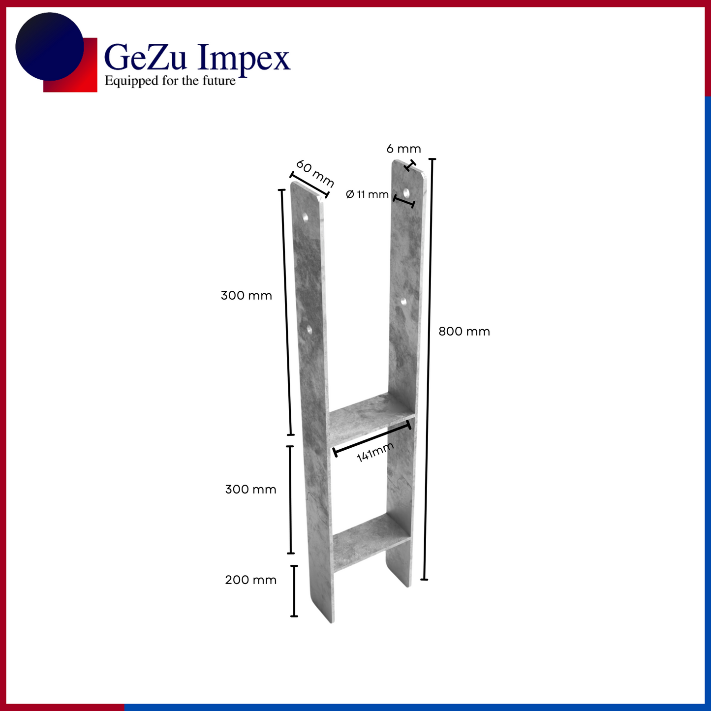 141 x 800 x 60 x 6 mm / Hot Dip Galvanised