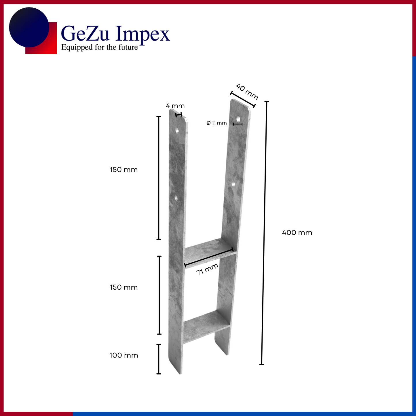 71 x 400 x 40 x 4 mm / Hot Dip Galvanised