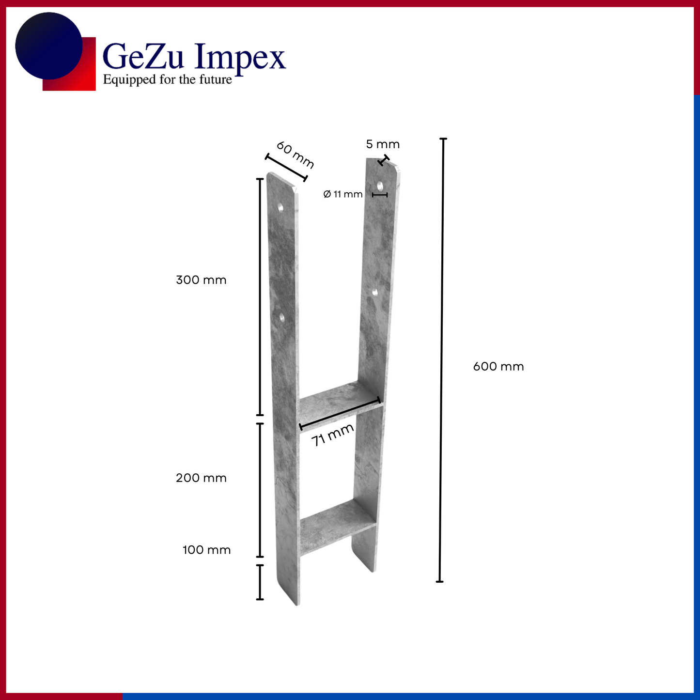 71 x 600 x 60 x 5 mm / Hot Dip Galvanised
