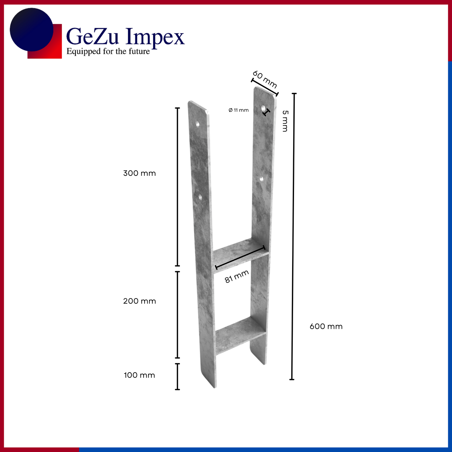 81 x 600 x 60 x 5 mm / Hot Dip Galvanised