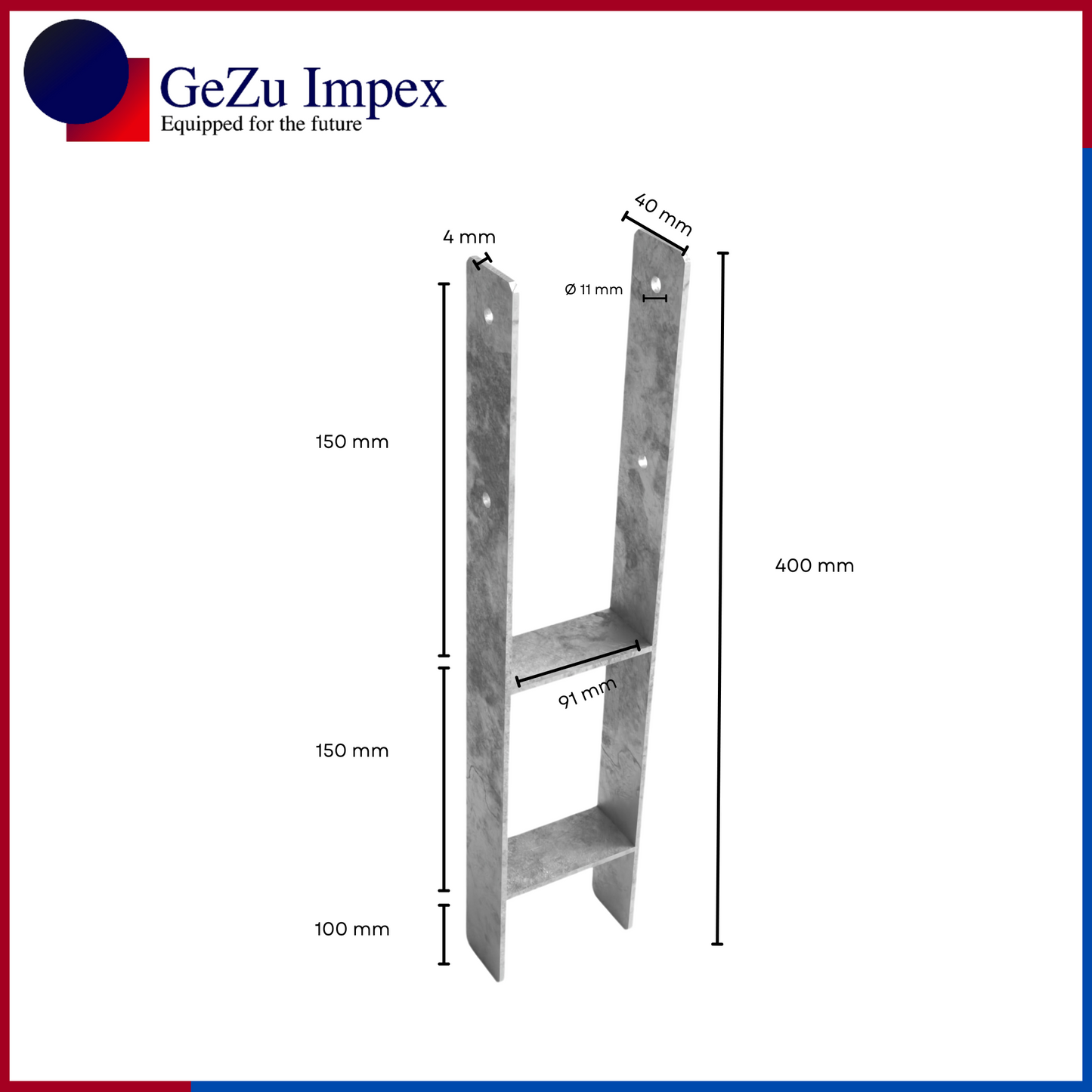 91 x 400 x 40 x 4 mm / Hot Dip Galvanised