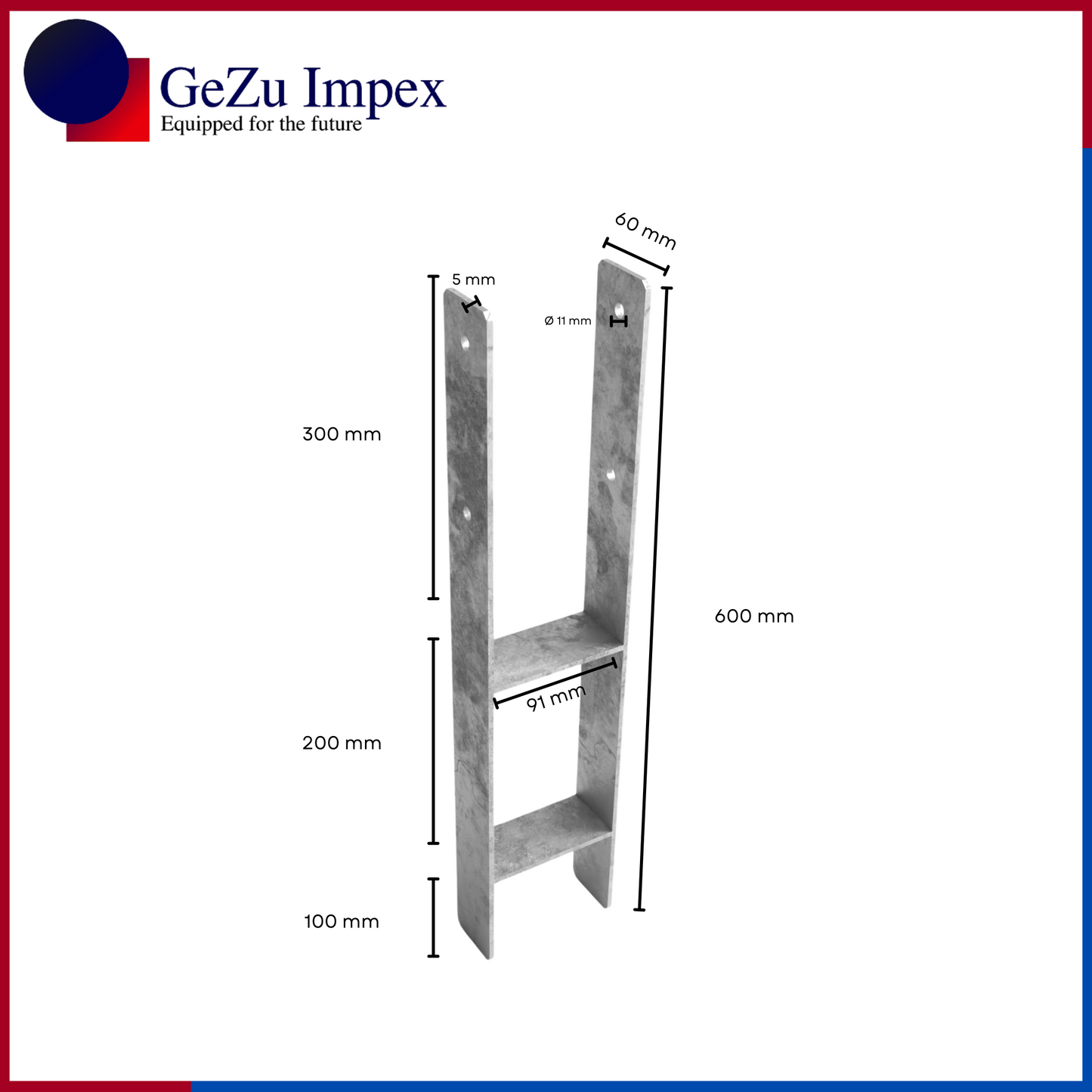 91 x 600 x 60 x 5 mm / Hot Dip Galvanised