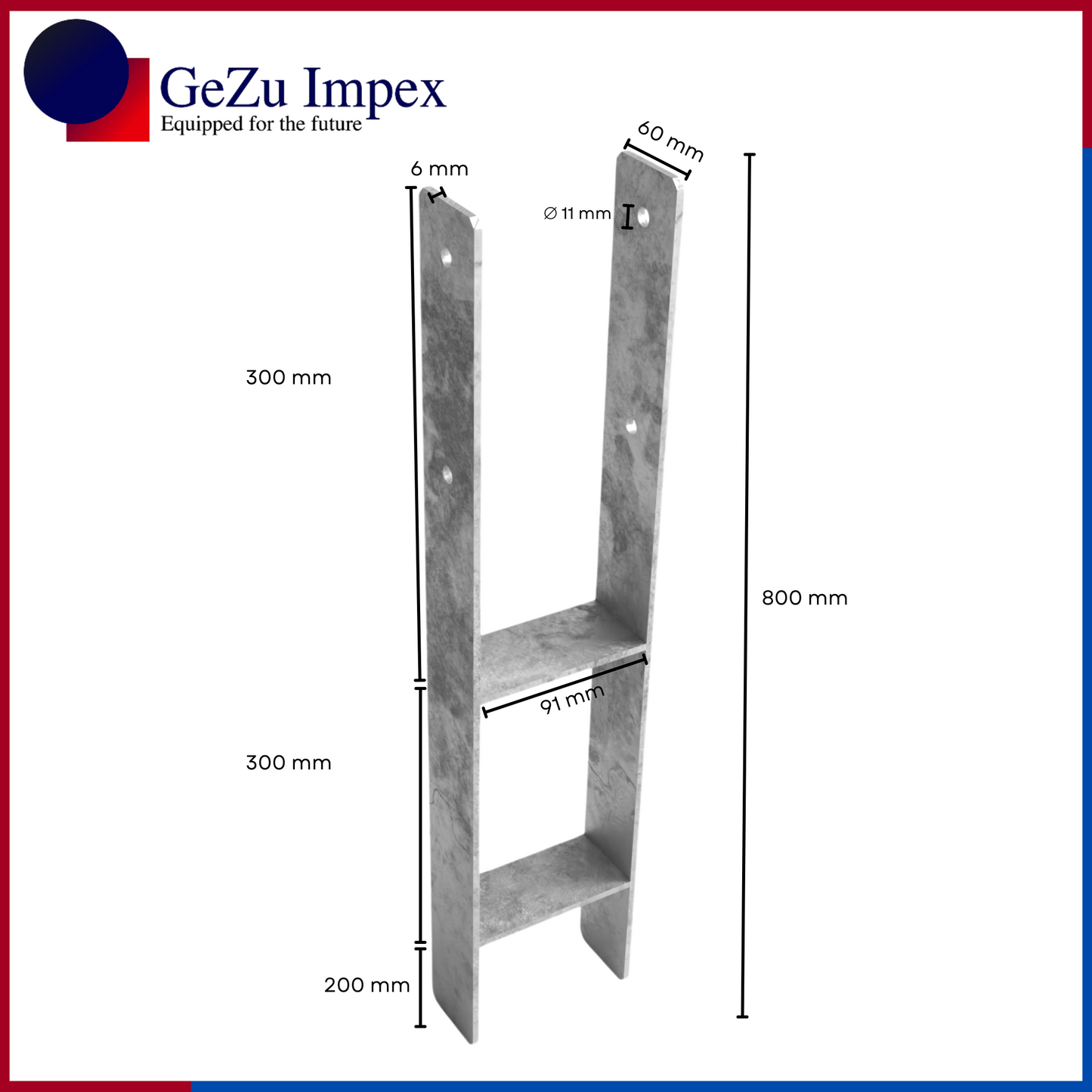91 x 800 x 60 x 6 mm / Hot Dip Galvanised