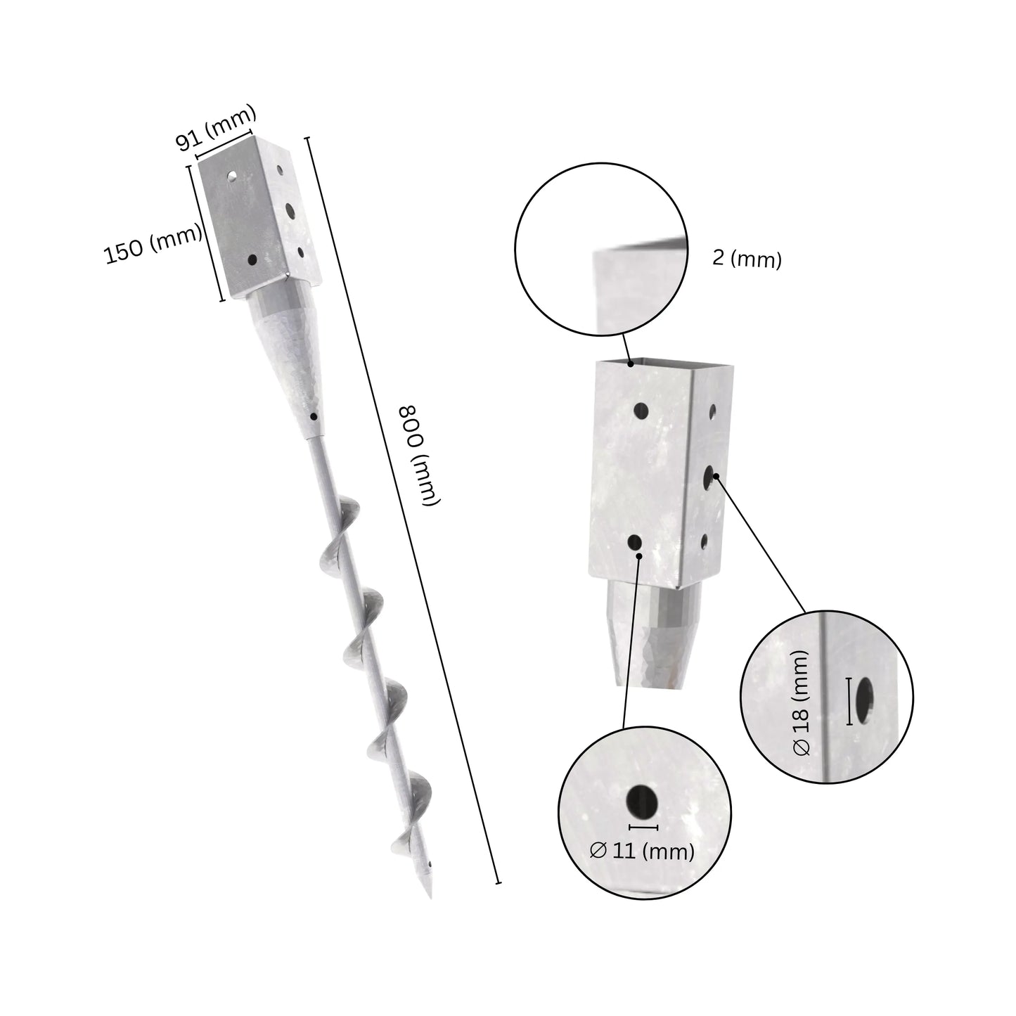 Soporte para poste con pasador en espiral