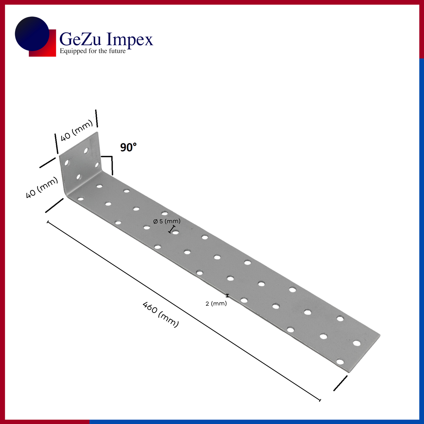 460 x 40 x 40 x 2 mm / Pre-Galvanised