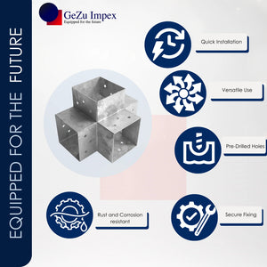 Heavy duty post corner connector X shape