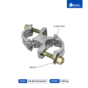 Scaffold parallel coupler, scaffolding clamp - detail view