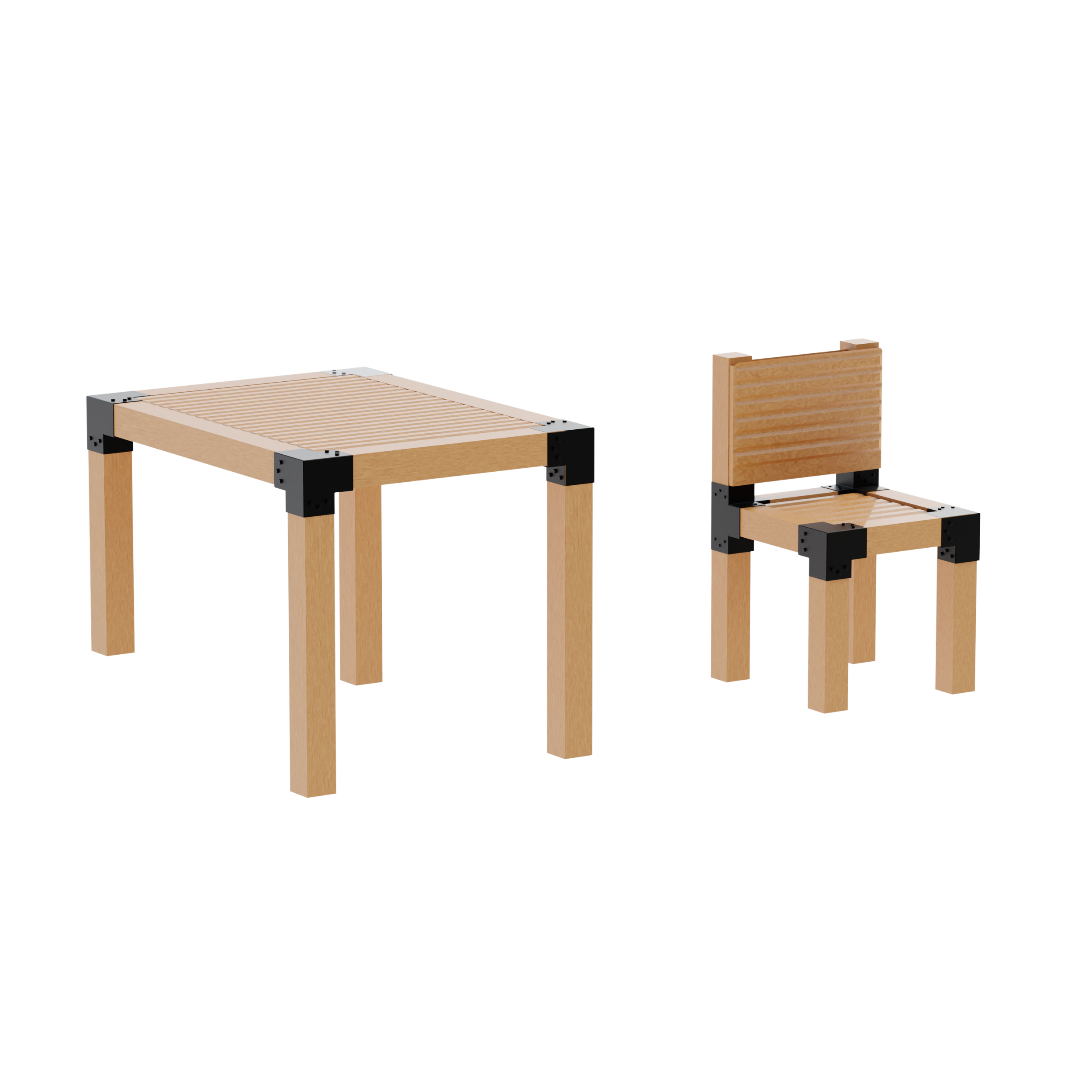 DIY table and chair frame kit, black steel tube clamps