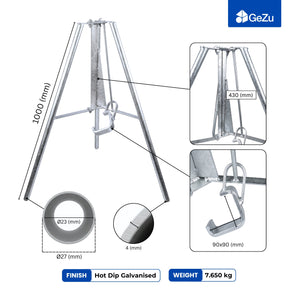 Adjustable steel prop tripod stand - technical dimensions